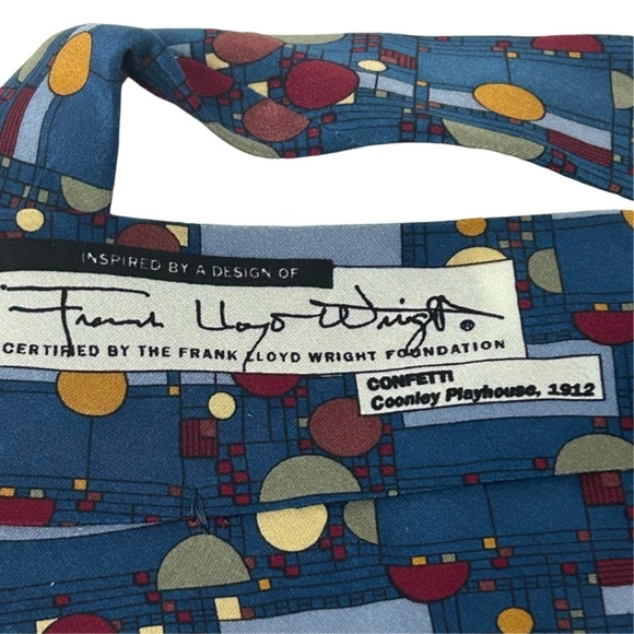 Frank Lloyd Wright 100% Silk Necktie Tie Confetti Blue Made in Italy Collection - Picture 8 of 13